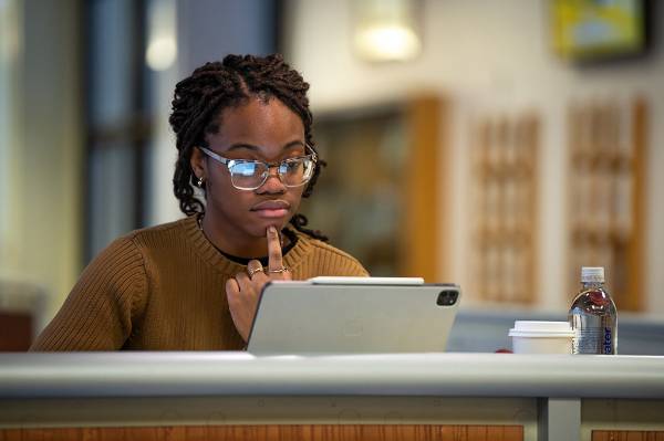 Student on computer